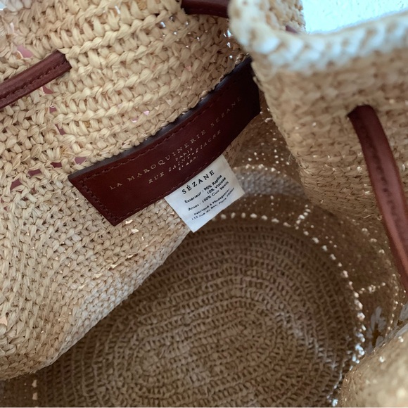 Sezane Daisy Floral Embroidered Raffia Farrow Bag - Picture 9 of 9